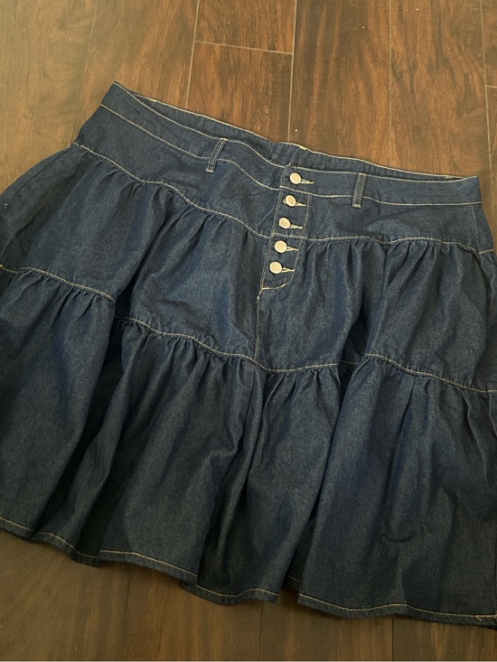 SHEIN Dresses & Skirts - Womens Shein Curve Denim Mini Pleated Flare Skirt